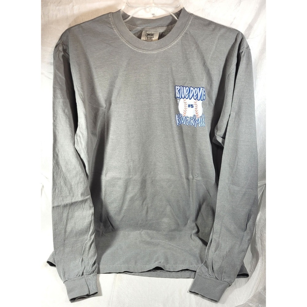 Comfort Colors Blue Devils Baseball Long Sleeve T-Shirt - Gray - Size Medium